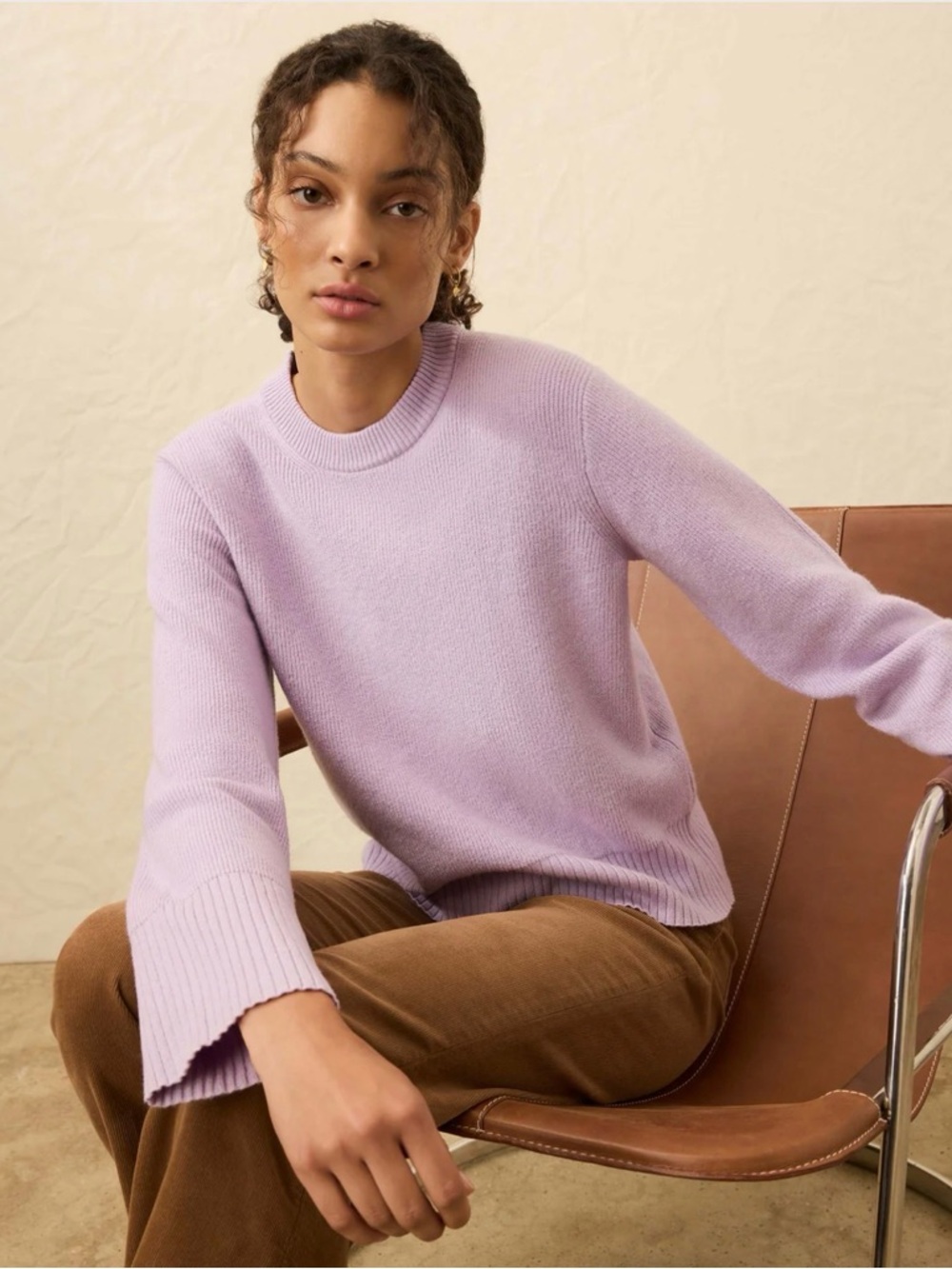 Faherty Jackson Crewneck Sweater - Ice Lilac Heather - large